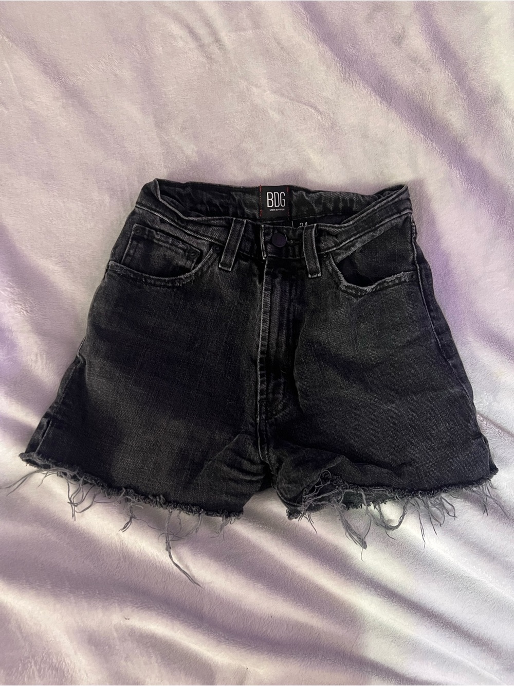BDG Black Frayed Hem High-Rise Denim Shorts